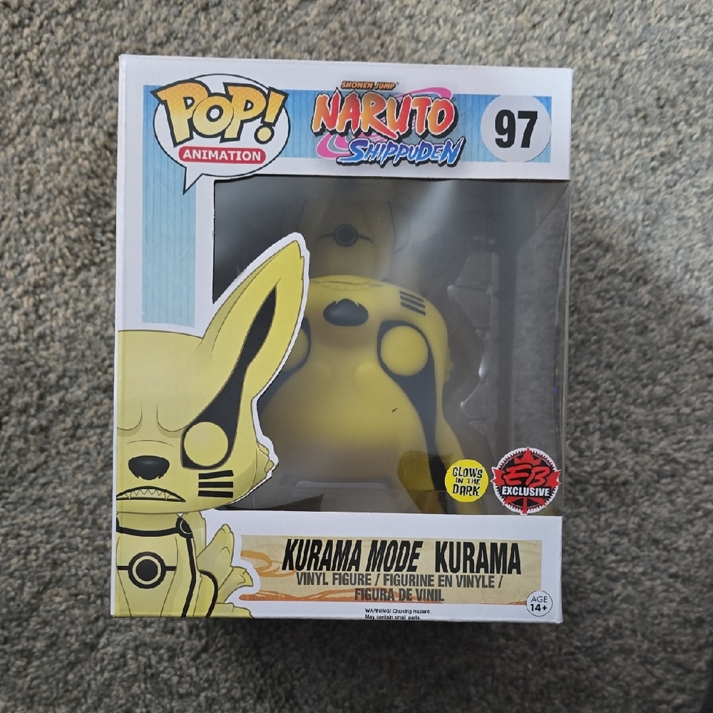 Funko Pop Naruto Kurama Mode Kurama, EB Exclusive, Glow In The Dark, New In Box